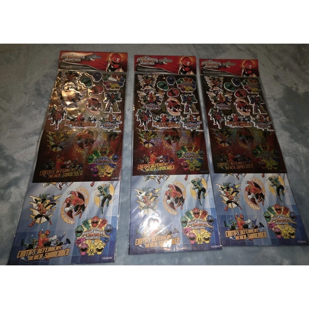 Power Rangers super Megaforce sticker fun pack 3 packs - Total 9 sheets Puffy